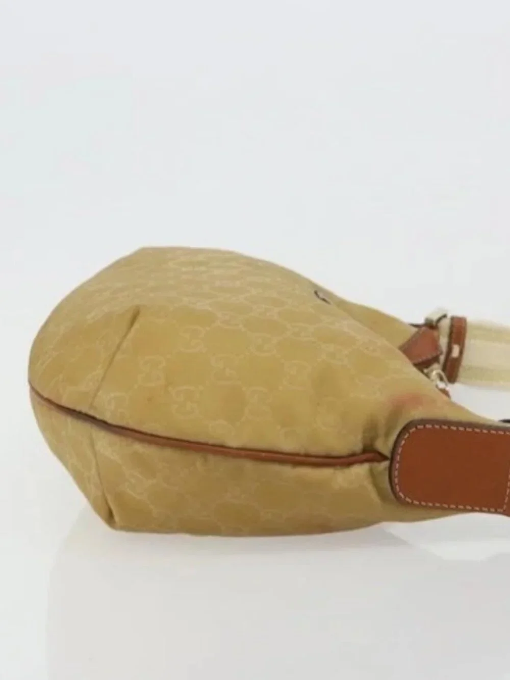 GUCCI GG Canvas Shoulder Bag Nylon Beige Gold 181092 Auth 178909